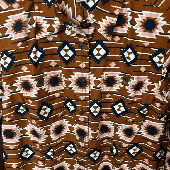 NWT Duluth Trading Co Women's Free Swingin' Flannel Shirt - Aztec brown - Med - Picture 4 of 9